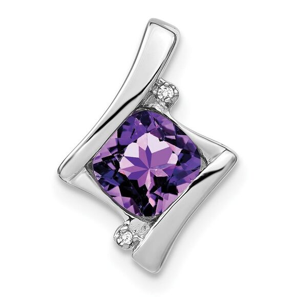 Kazi Luxury 14k White Gold Amethyst and Diamond Pendant,New Products : American Fashion Style Bags On Sale
